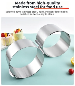 Polished 430 stainless steel cake mousse rings with adjustable size design for baking