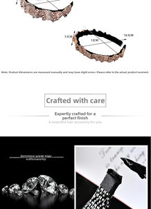Detailed view of rose gold rhinestone headband with 1.5cm width and 12cm inner diameter