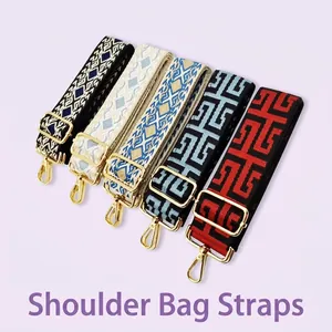 Ethnic Style Wide Shoulder Bag Strap Replacement Adjustable Polyester Woven Crossbody Handbag Belt For Women
