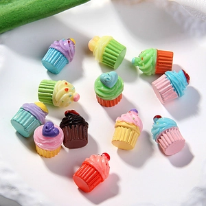 Colorful resin mini cupcake miniatures for DIY cream glue craft and dollhouse decor