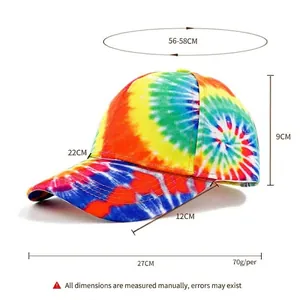 Tie-dye graffiti baseball cap with gradient colors and hip hop style for sun protection