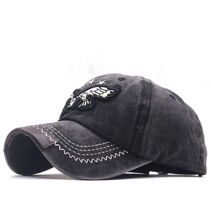 Vintage Washed Baumwolle Denim Baseballkappe Mit Adler Stickerei Lederbesatz Verstellbar Retro Sonnenhut Für Herren Damen