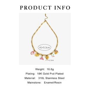 Detailed technical info of 316L stainless steel necklace with colorful enamel charms
