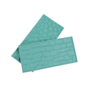 2pcs set of turquoise rectangular fondant mats with pebble and brick wall textures