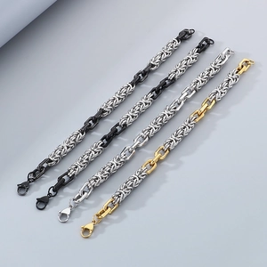 Comparaison détaillée de bracelets byzantins en acier inoxydable noir, argenté et doré