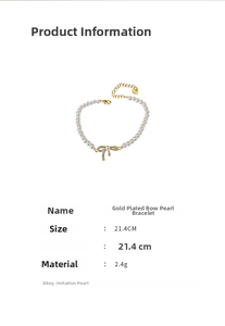 Détail du bracelet perles dorées avec nœud, dimensions et extension de chaîne en cœur