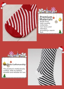 Macro detail of red and black striped knit Christmas stockings with reinforced weave