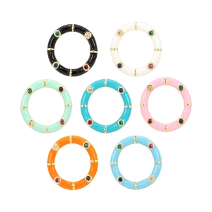 Colorful enamel heart pendants set with micro-inlaid zircons in vibrant candy macaron shades