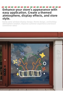 Christmas reindeer antler static window stickers applied on a shop glass door