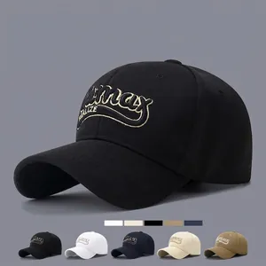 Fashionable Embroidered Letter Baseball Cap Adjustable Metal Buckle Polyester Breathable Peaked Hat For Men And Women