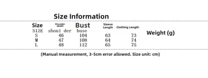 Size chart for women blazer with bow detail showing measurements in cm for sizes S to L