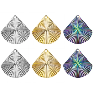 Irregular Fan Pendant Stainless Steel Embossed Texture DIY Jewelry Making Accessory Necklace Bracelet Keychain Hip Hop