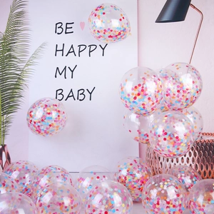 Inflatable transparent confetti balloon with colorful round paper discs for party decoration