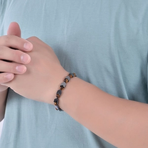 Handmade 6mm tiger eye and black magnetic stone bead bracelet for men and women