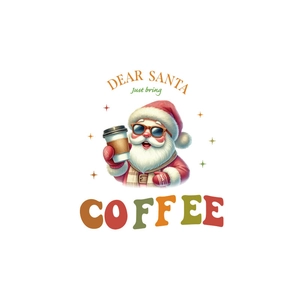 Cartoon Santa wall sticker with coffee and sunglasses for living room decoration