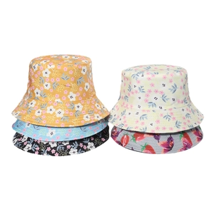 Polyester Bucket Hat Sun Protection Floral Butterfly Mushroom Fruit Print Outdoor Summer Travel For Women
