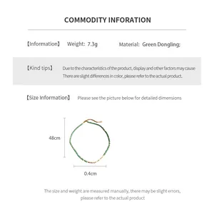 Detailed size and material specification chart for the 18K gold plated aventurine necklace