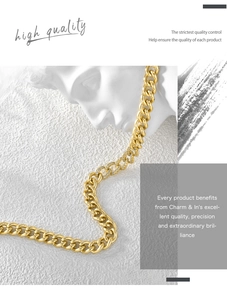 Detail of 18K gold-plated chunky Cuban chain with pave-set sparkling zirconia stones