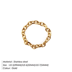 3mm minimalist gold plated stainless steel curb chain ring for women in various sizes