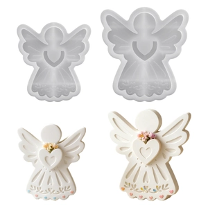 Set of two angel shaped silicone molds for DIY plaster and resin flower arrangement decor