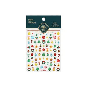 3D Christmas nail art stickers featuring Santa, trees and wreaths for festive manicure