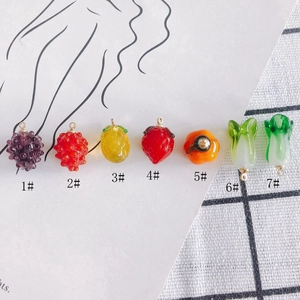 DIY glass fruit pendants set with grape, strawberry and pineapple charms for jewelry