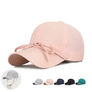 Women Baseball Cap Bow Tie Quick Dry Polyester Breathable Outdoor Sunshade Adjustable Windproof Strap Summer Fashion Casual