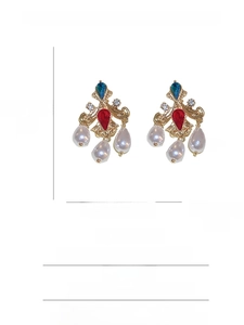Detailed product dimensions and material specs for vintage pearl tassel earrings
