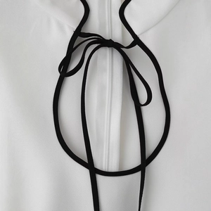 Elegant long sleeve dress with contrast collar, lacing details and hidden zipper