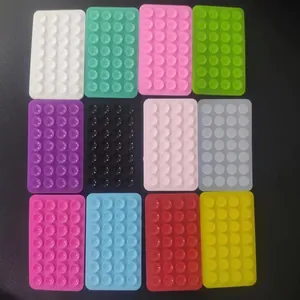 Multi-color rectangular silicone suction cup phone mats for non-slip surface grip