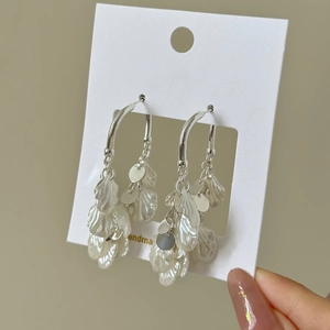 Layered Petal Leaf Tassel Dangle Earrings With 925 Sterling Silver Earring Post Elegant Minimalist Jewelry For Women