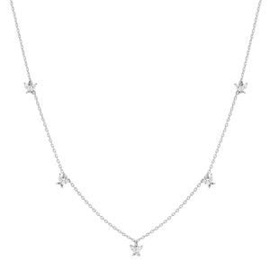 Collier ras du cou papillon en argent avec zircons et chaîne à maillons fins