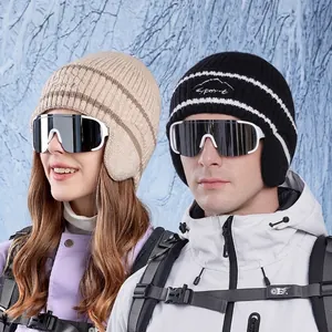 Berretto In Maglia Acrilica Invernale Con Protezione Per Orecchie Foderato In Pile Caldo Antivento Sport All Aperto Sci Unisex