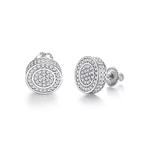 Classic round moissanite stud earrings in S925 sterling silver with secure screw backs