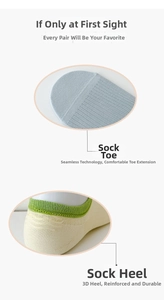 Detail view of cotton no-show socks with seamless toe stitching and reinforced 3D heel design