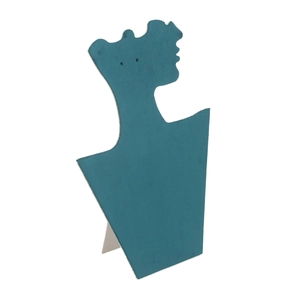 Teal velvet folding jewelry display stand with elegant profile silhouette for necklaces