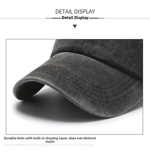 Detailed close-up of the sturdy baseball cap brim with durable stitching and washed texture