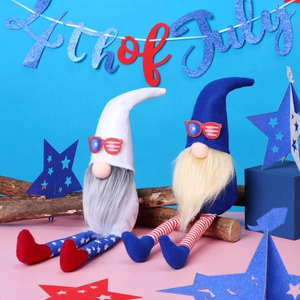 Patriotic 4th of July gnomes with sunglasses and long legs for American home decor