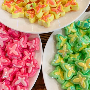 Colorful resin butterfly beads for DIY jewelry and hair accessories crafting