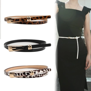 Women Thin Belt Fashion PU Leather Alloy Pin Buckle Waistband For Dresses Coats Versatile Slimming Accessory