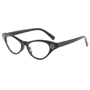 Chic black cat-eye glasses frame for women with decorative rhinestones on corners