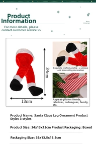 Detailansicht der Weihnachtsmann-Beine als Christbaumschmuck aus Plüsch, 34 cm hoch
