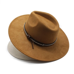 Chapeau Fedora À Bord Large Pour Femmes Feutre Daim Style Rétro Britannique Jazz Avec Bande En Cuir Tissé Décoratif Mode