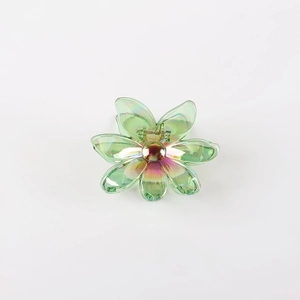 Iridescent Bauhinia flower hair claw clip with colorful gradient for women