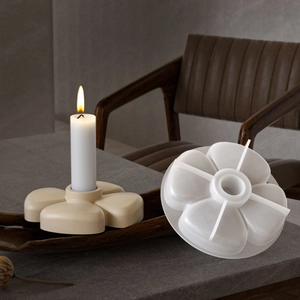 Silicone flower mold for resin DIY candle holder showing both mold and finished tray