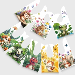 Waterproof baby bibs with assorted cartoon animal prints including bear and panda