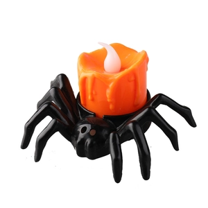 Halloween LED spider candle light with orange flame for festive indoor decoration