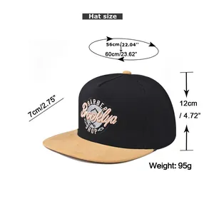 Flat brim baseball cap size guide with Brooklyn embroidery and measurement details