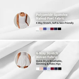 White 2-in-1 sports dress with bubble hem and breathable four-way stretch fabric