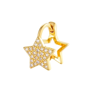 Elegant gold star hoop earrings with micro-pave cubic zirconia crystals for women
